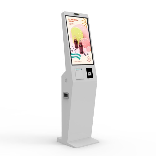 餐厅商店21.5英寸液晶订货机自助终端触摸屏电脑亭带打印机摄像头扫描仪