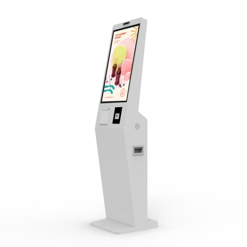 餐厅商店21.5英寸液晶订货机自助终端触摸屏电脑亭带打印机摄像头扫描仪