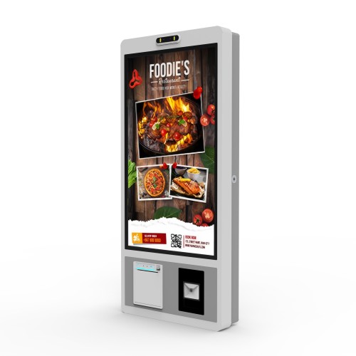 23.6英寸打印机和条形码扫描仪Windows触摸交互式壁挂自助点餐一体机